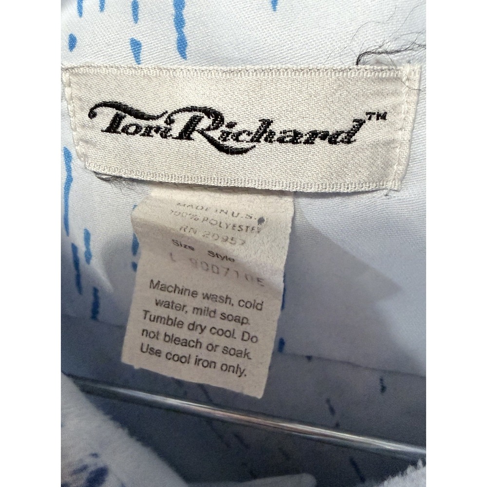 1970s Vintage Tori Richard Polyester Mens Hawaiian Floral Pocket Shirt LG USA - Picture 4 of 4